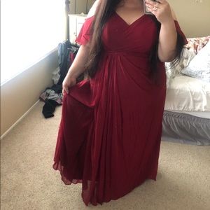 Burgundy bridesmaid azazie dress with corset